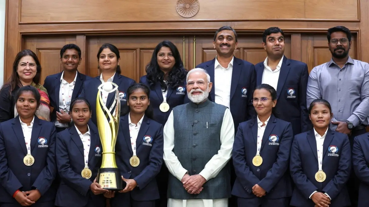 Prime Minister Narendra Modi meets the victorious Indian Women’s Blind Cricket Team