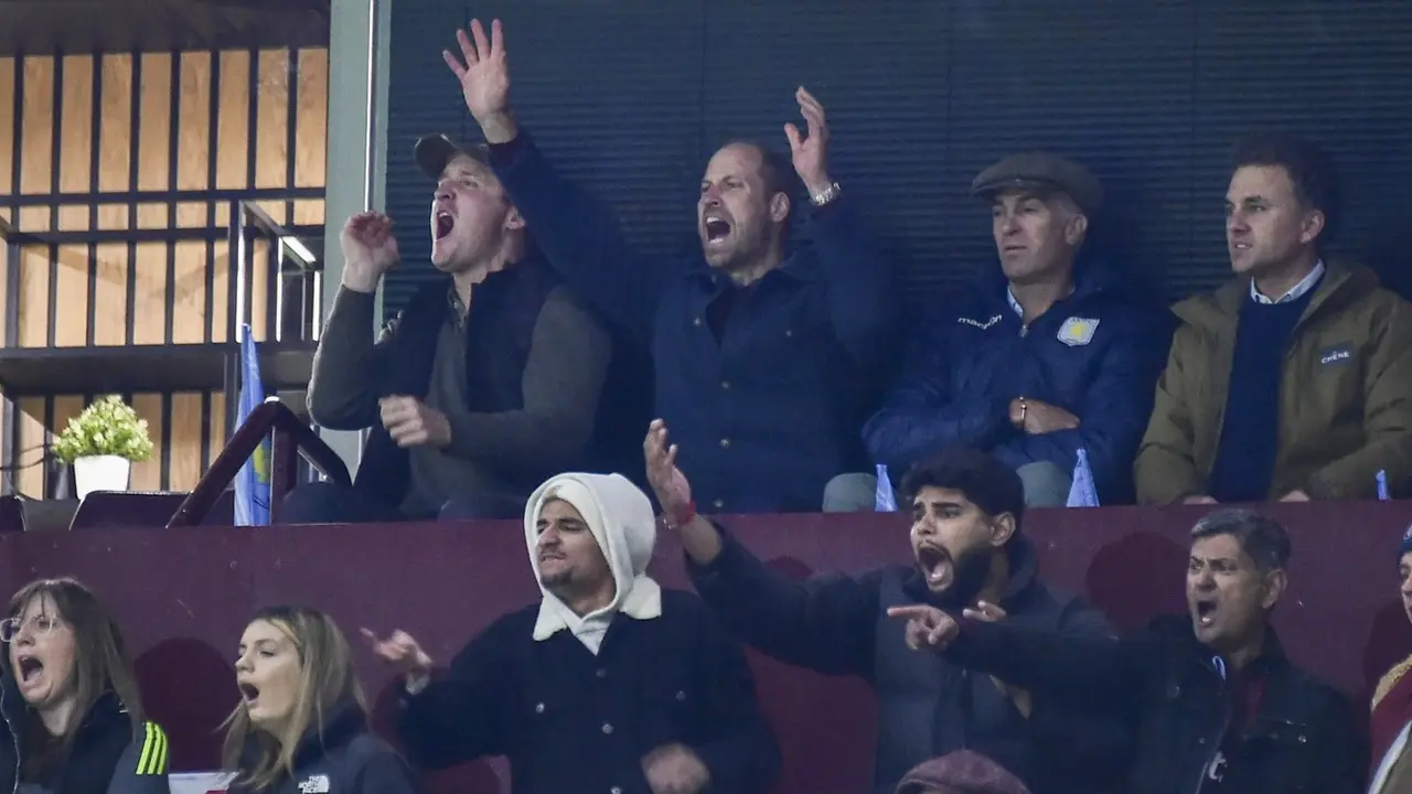 Prince William watches Champions League match between Aston Villa and Bayern Munich Prince William