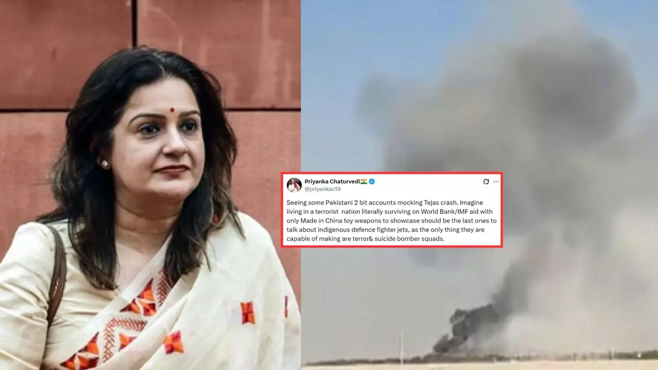 priyanka chaturvedi hit back on pakistan for mocking tejas plane crash