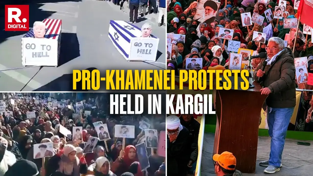 Pro-Khamenei Protest held in Kargil; Symbolic Coffins of Trump, Netanyahu Paraded