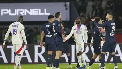 Dark Cloud Looms Over Ligue 1 As PSG-Lyon Match Briefly Stopped Due To Homophobic Chants PSG and Lyon players