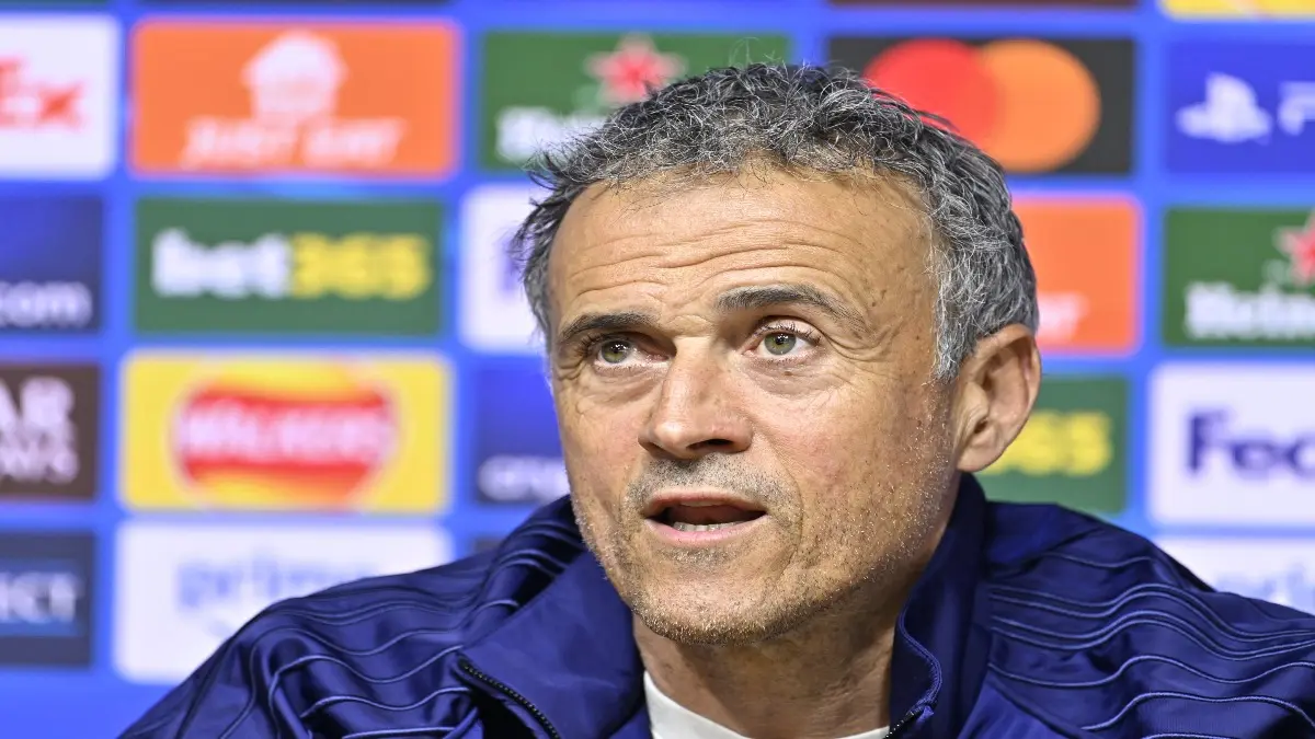 PSG manager Luis Enrique at the press conference