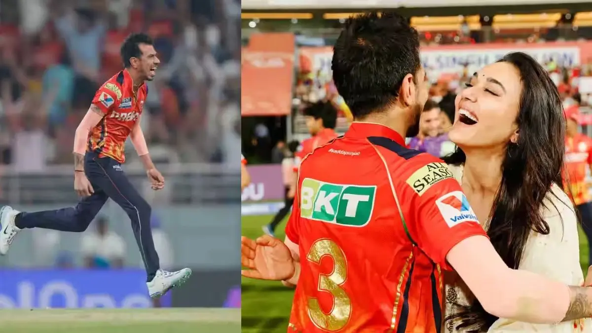 Punjab kings owner priety Zinta hugs yuzvendra chahal after historic win against Kolkata knight riders