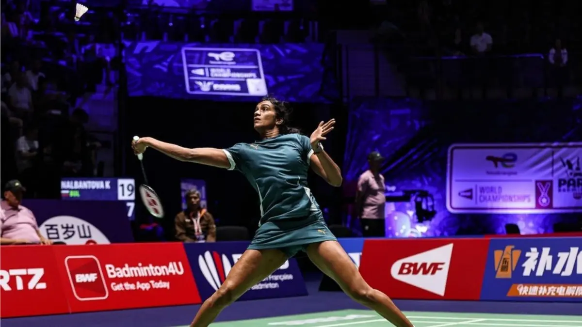 PV Sindhu in action