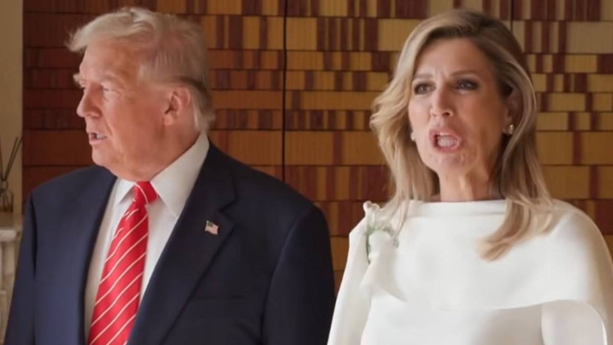 Queen Maxima was captured 'mocking' the US President. 