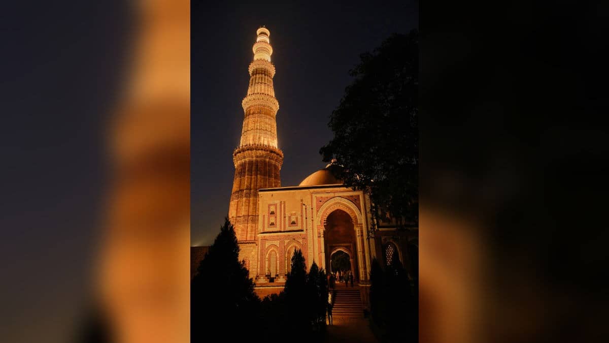 Qutub Minar lit up in New Delhi 