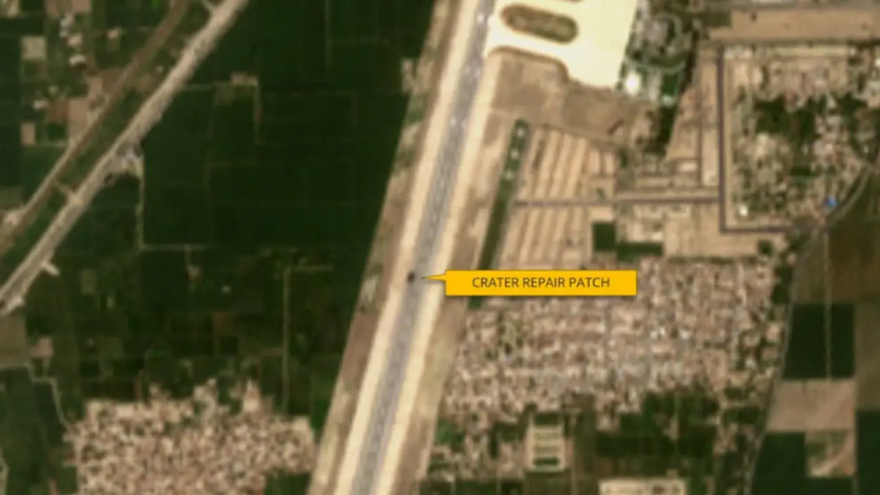 Rahim Yar Khan Airbase's Fresh Satellite Image Shows Runway Repair Patch, Reaffirms Strike Impact Rahim Yar Khan airbase