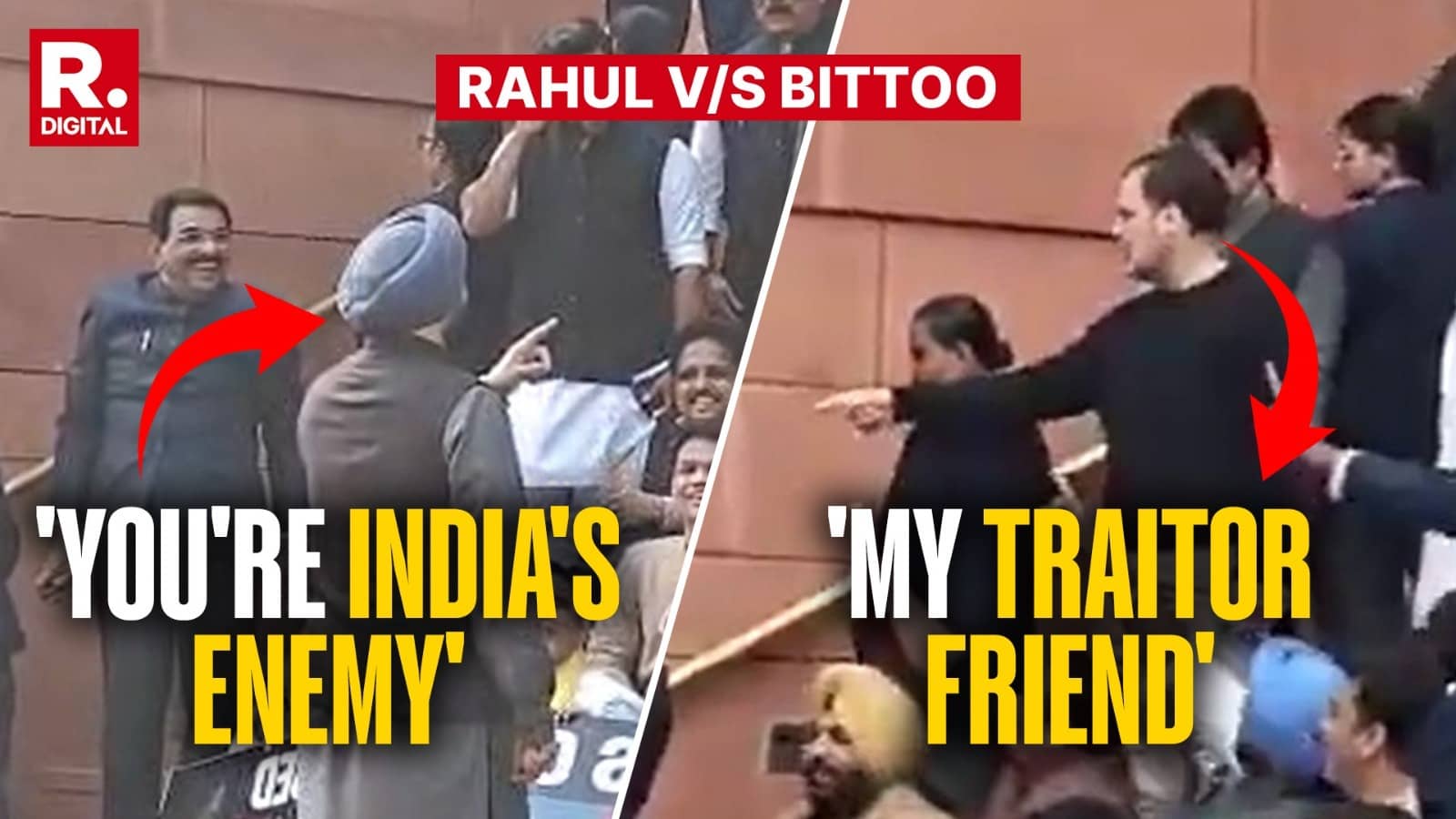 Rahul Gandhi-Ravneet Bittu Spar Outside Parliament, Exchange 'Traitor' Vs 'Desh Ke Dushman' Jibes