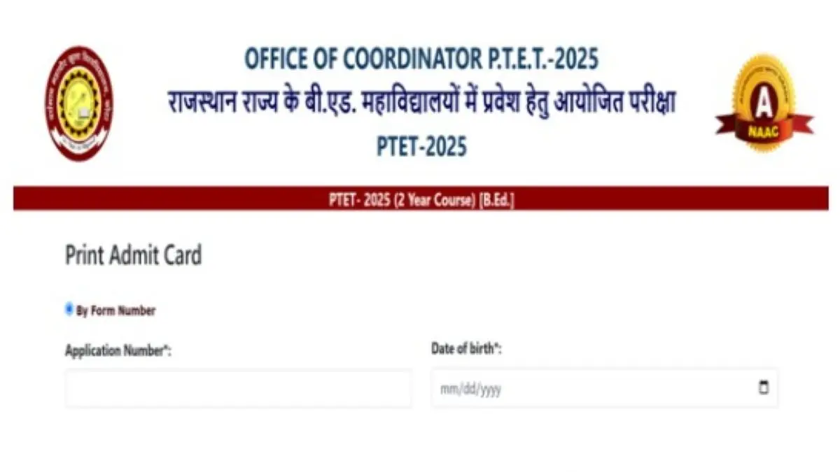 Rajasthan PTET Admit Card 2025 Out at ptetvmoukota2025.in, Direct Link to Download