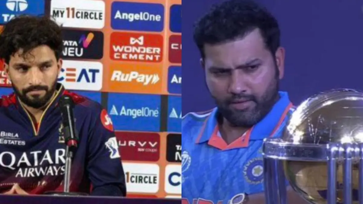 Rajat Patidar's Trophy Stare Remind Fans of Rohit Sharma; They Reckon it is 'Over For RCB' Rajat Patidar (L), Rohit Sharma (R)
