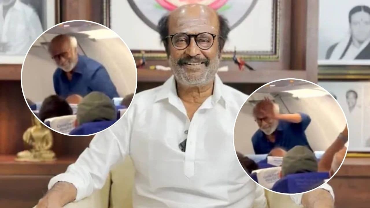 Rajinikanth's humble gesture towards his fans above the clouds is going viral