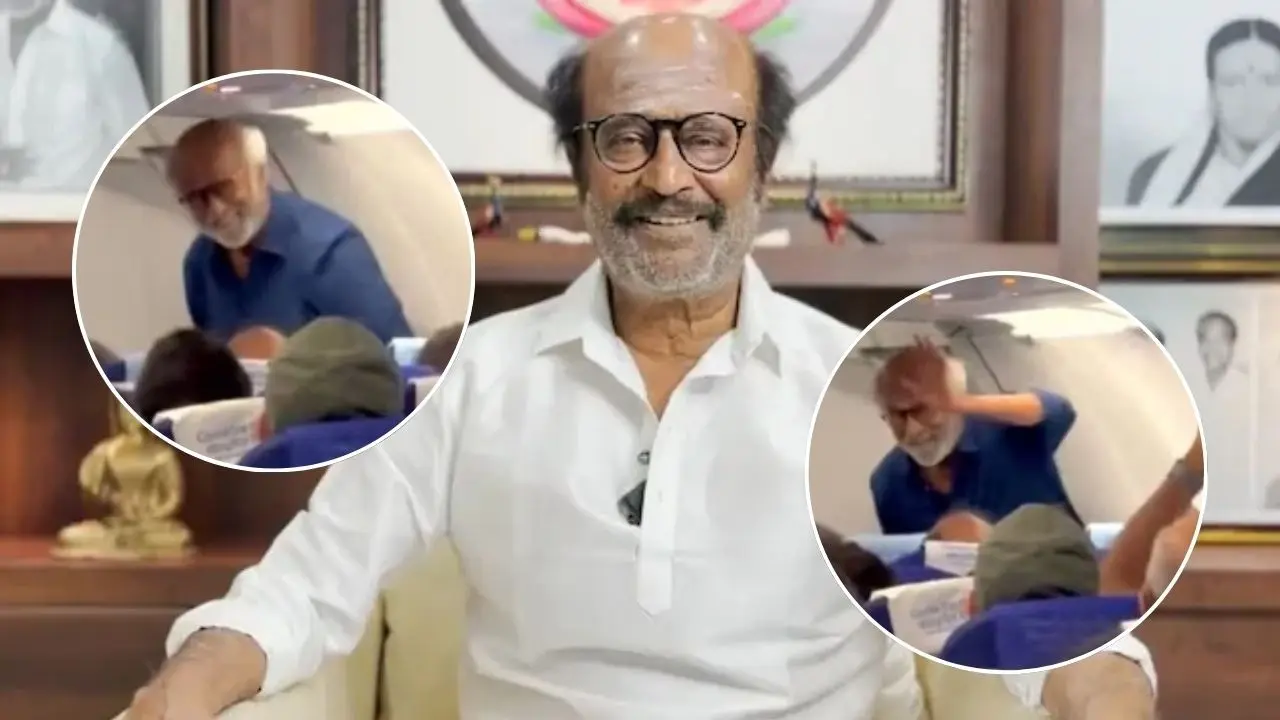 Rajinikanth's humble gesture towards his fans above the clouds is going viral