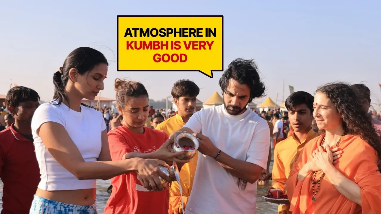 Maha Kumbh: Rajkummar Rao-Patralekhaa Take Holy Dip At Triveni Sangam, Stree 2 Actor Says 'Atmosphere Here Is Very Good' Rajkummar Rao and Patralekhaa at Maha Kumbh
