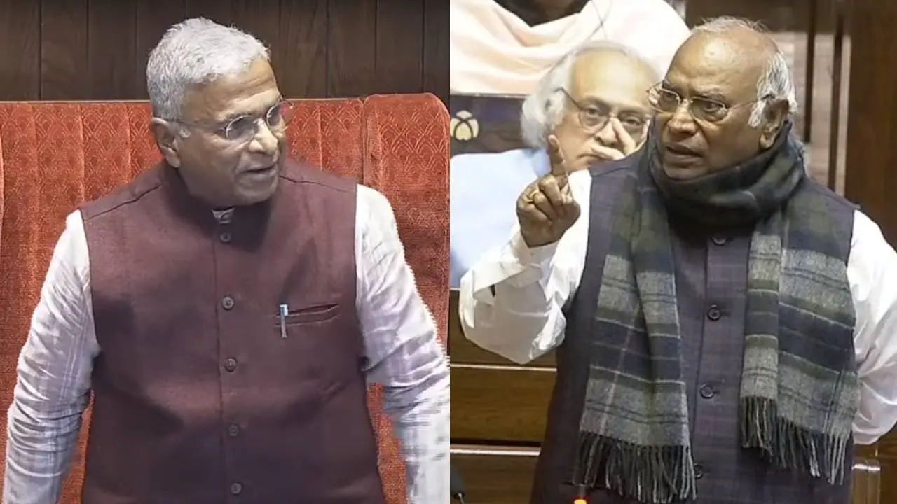 Rajya Sabha Deputy Chairman Harivansh and Leader of Opposition Mallikarjun Kharge