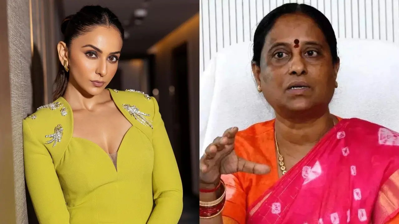 'Pains to Hear Vicious Rumours': Rakul Preet Slams Telangana Minister For 'Using' Her Name Rakul Preet Singh (L), Konda Surekha (R)