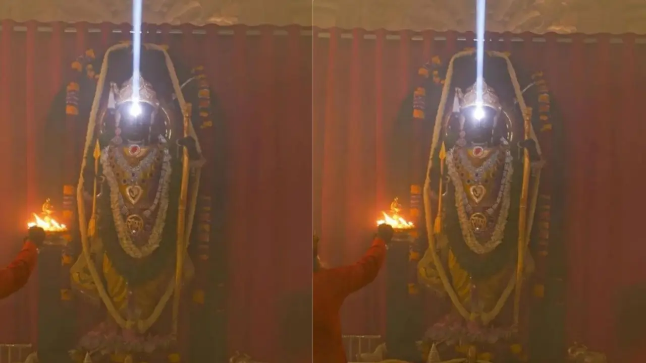 Ram Navami Surya tilak celebration lord Shri Ram Idol at ayodhya Temple