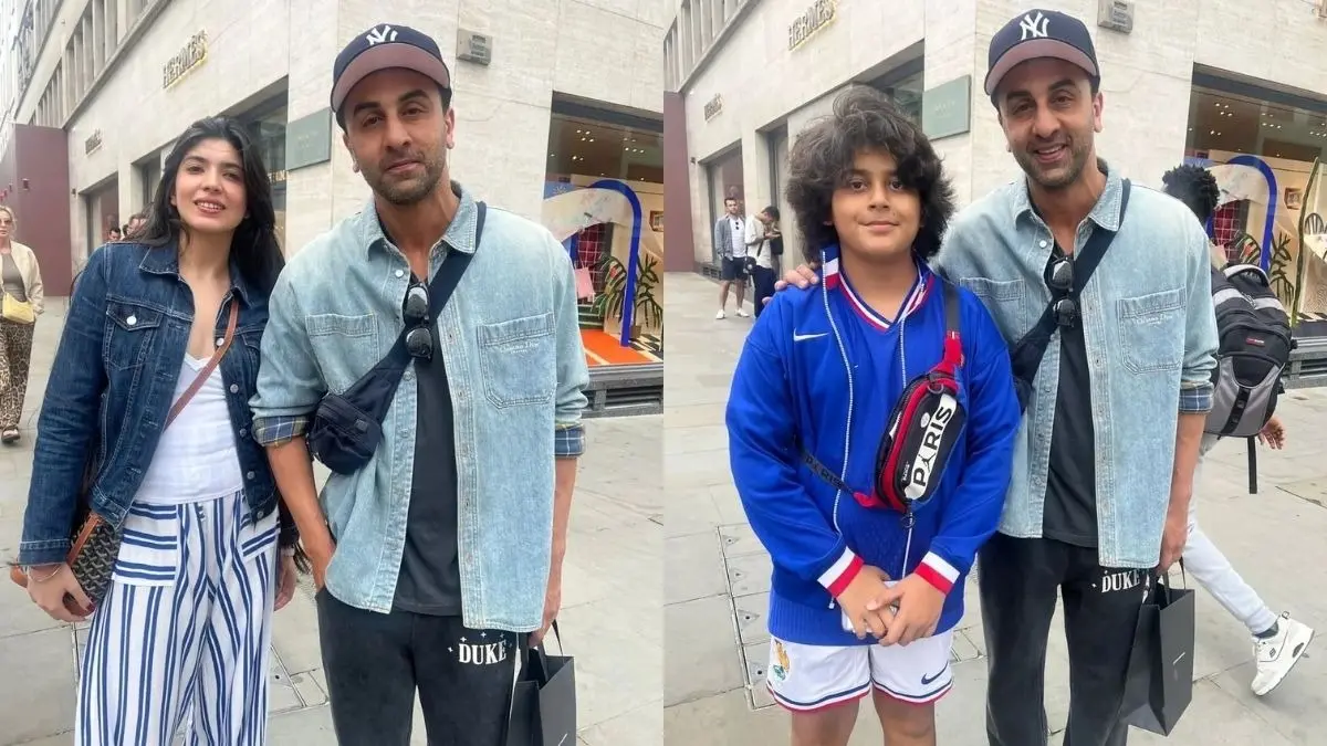Ranbir Kapoor poses with fans.