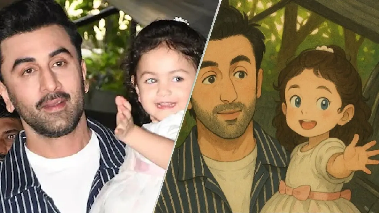 Raha With Ranbir Kapoor Wins Ghibli Trend, Cutesy Reactions Flood Internet As Father-Daughter Portrait Goes Viral Ranbir Kapoor with Raha reimagined in Ghibli studio style