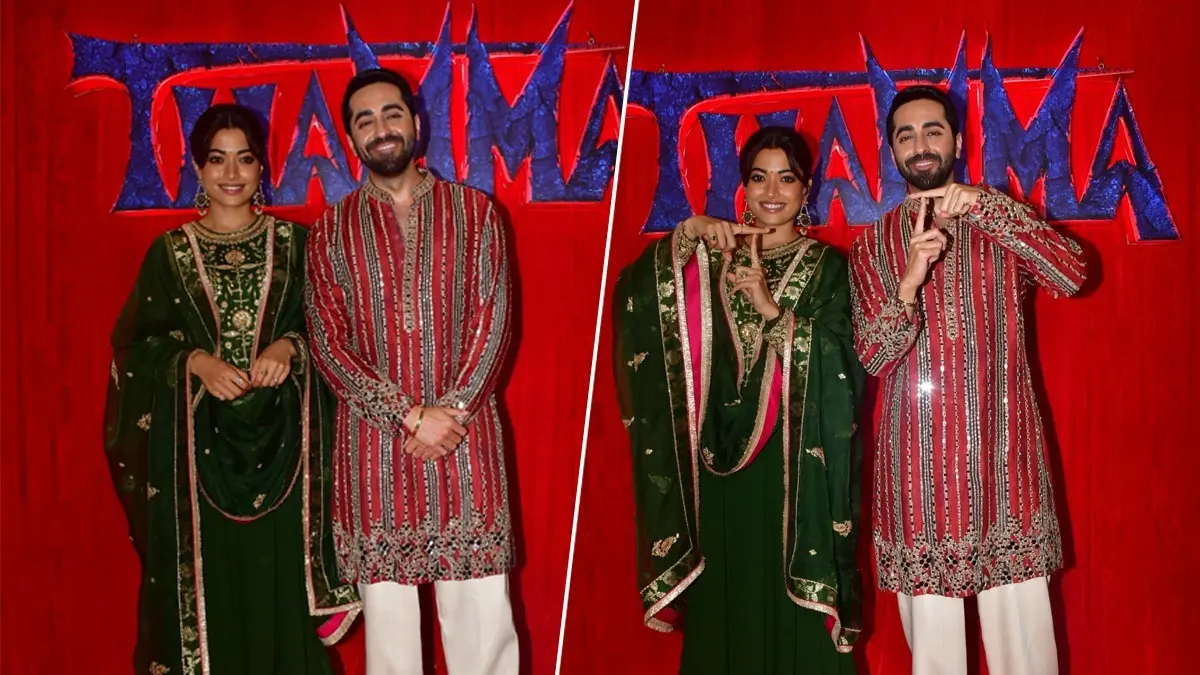 Rashmika Mandanna and Ayushmann Khurrana at Thamma Diwali lunch