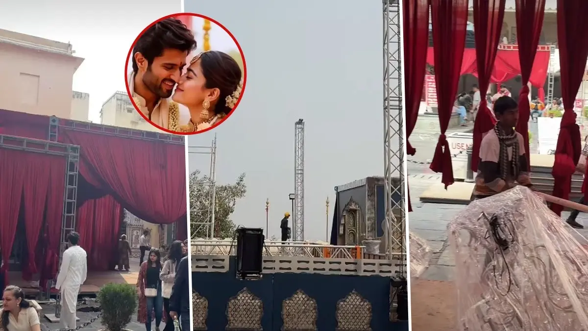 First Glimpse Of Rashmika Mandanna-Vijay Deverakonda's Udaipur Wedding Venue Leaked? Viral Video Shows Prep Underway For Nuptials In February Rashmika Mandanna and Vijay Deverakonda are said to be getting married in Udaipur in February
