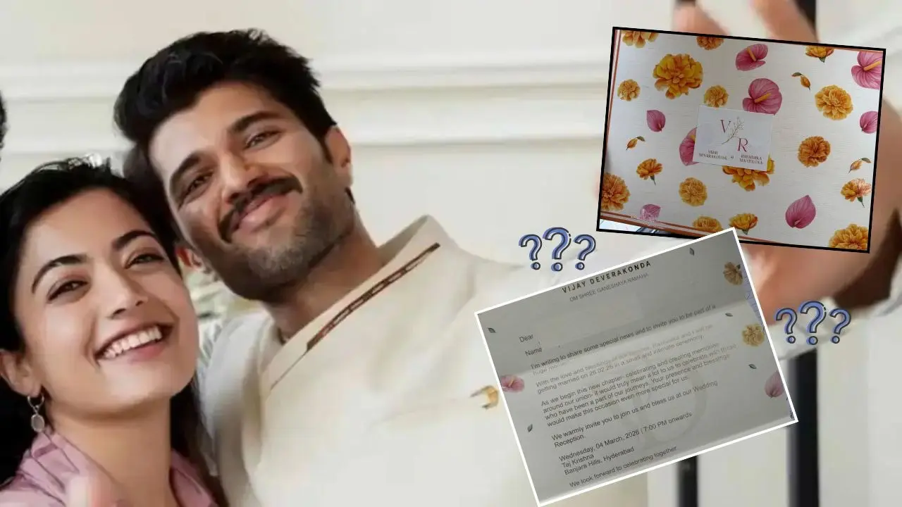 Rashmika Mandanna-Vijay Deverakonda's Wedding Reception Invite Goes Viral After Actress Dodges Paparazzi's 'Shaadi Mubarak' Remark Rashmika Mandanna-Vijay Deverakonda's Wedding Reception Invite Goes Viral After Actress Dodges Paparazzi's 'Shaadi Mubarak' Remark