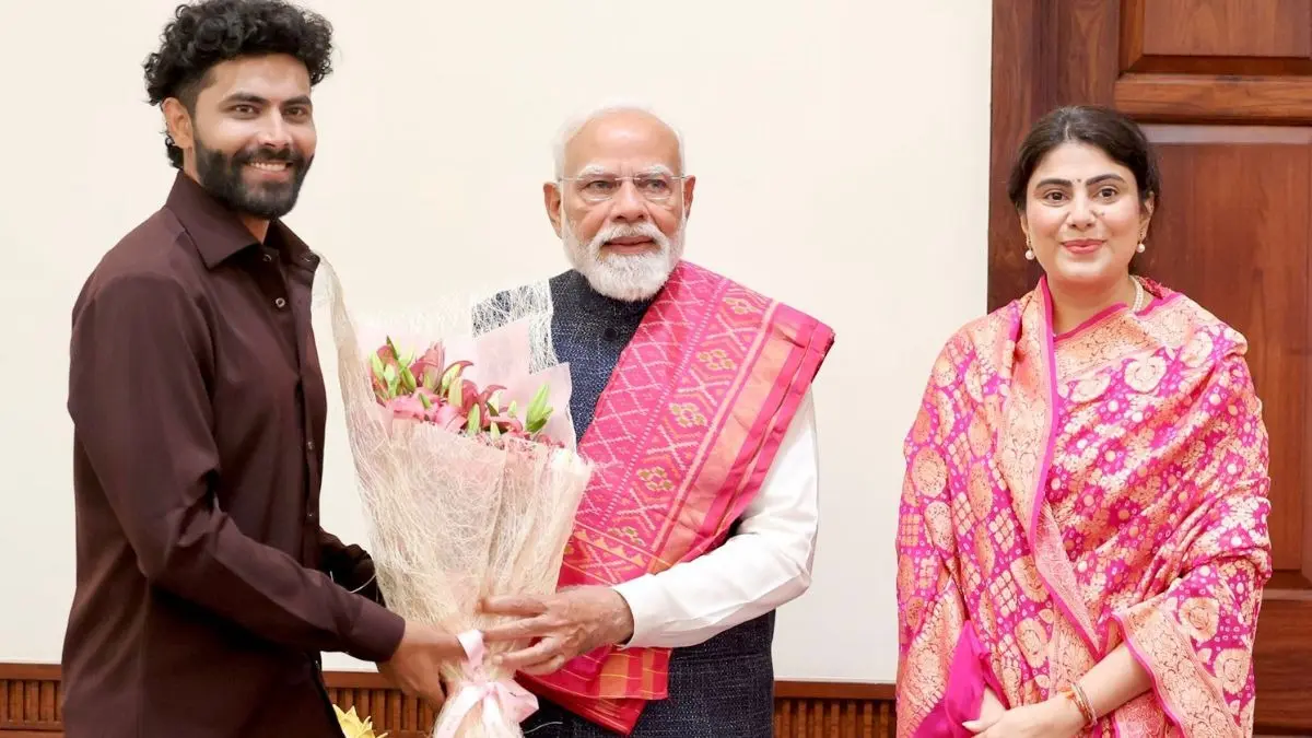 'A Privilege To Learn': Ravindra Jadeja And His Wife Meet Narendra Modi, Indian All-rounder Hails PM's Leadership Ravindra Jadeja and his wife with PM Modi