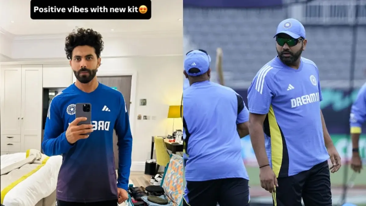 Post Rohit Sharma-Virat Kohli Era; Team India Star Flaunts New Training Kit Ahead of England Series | VIRAL PIC Ravindra Jadeja (L), Rohit Sharma (R)