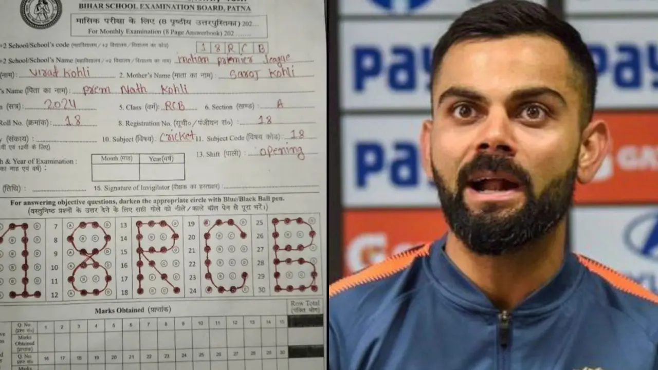 Virat Kohli Writes Bihar Board Exam, Subject 'Cricket', Class 'RCB' Netizens React on Viral Post RCB Fan's Answer Booklet Goes Viral