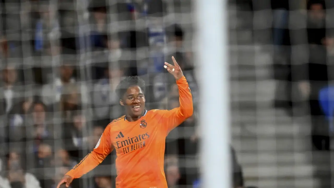 'Team Has Been Playing Well': Endrick Scores As Real Madrid Beat Real Sociedad 1-0 In First Leg Of Copa Del Rey Semis Real Madrid's Endrick celebrates his goal.