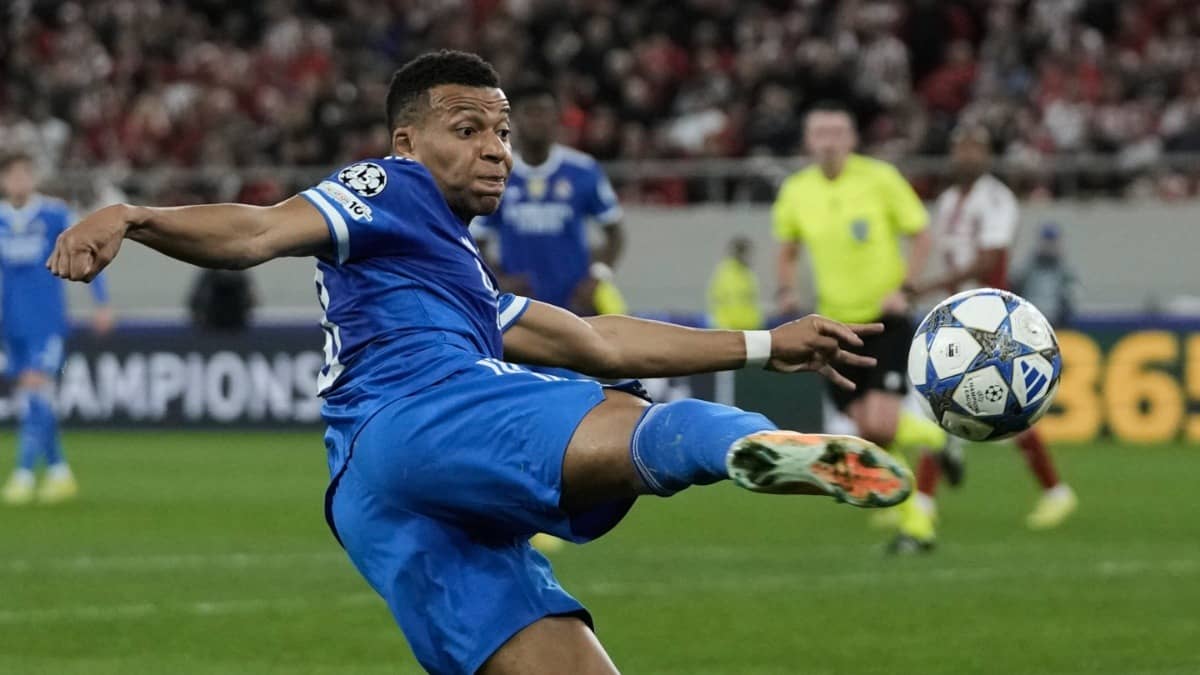 Real Madrid's Kylian Mbappe in action in UCL