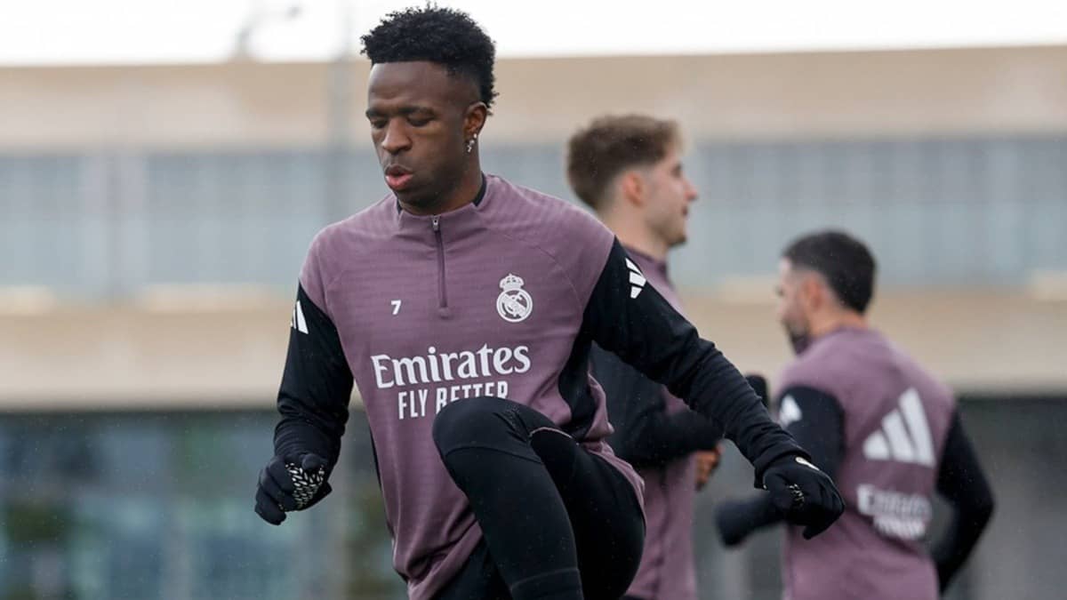 Real Madrid star Vinicius Junior during practice