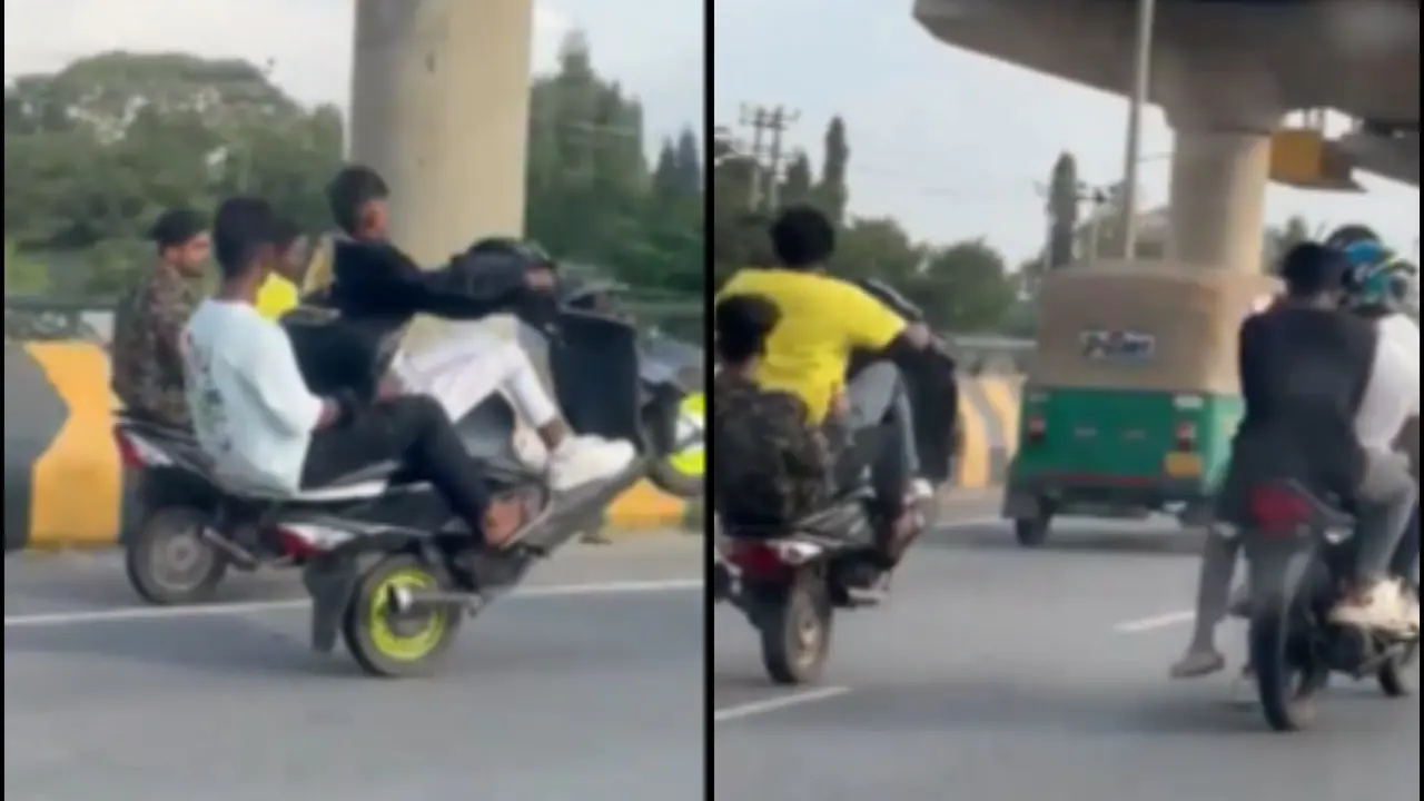 Reckless Scooter Stunts on Bengaluru Road: 44 Arrested, Vehicles Seized Reckless Scooter Stunts on Bengaluru Road: 44 Arrested, Vehicles Seized