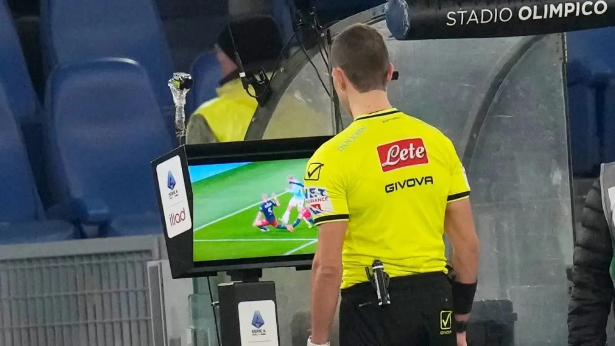 VAR’s Scope Widens To Include Corners And Second Yellow Cards Referee checking the VAR screen