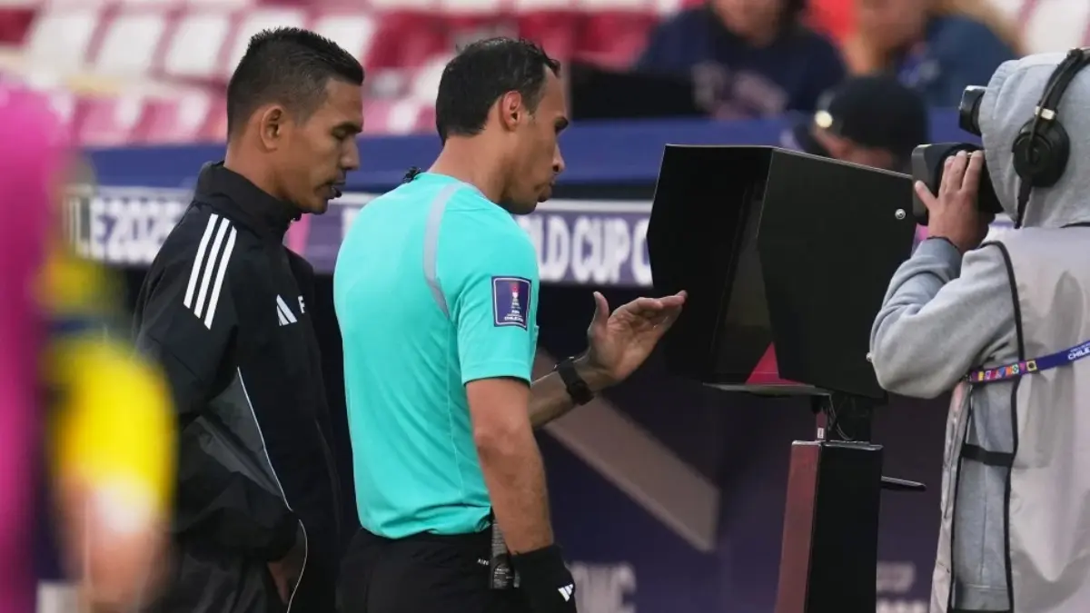 Let's Avoid Microscopic Var Intervention, Says UEFA Referees' Chief Ahead Of Champions League Play-off Round Referee checks pitch side VAR monitor