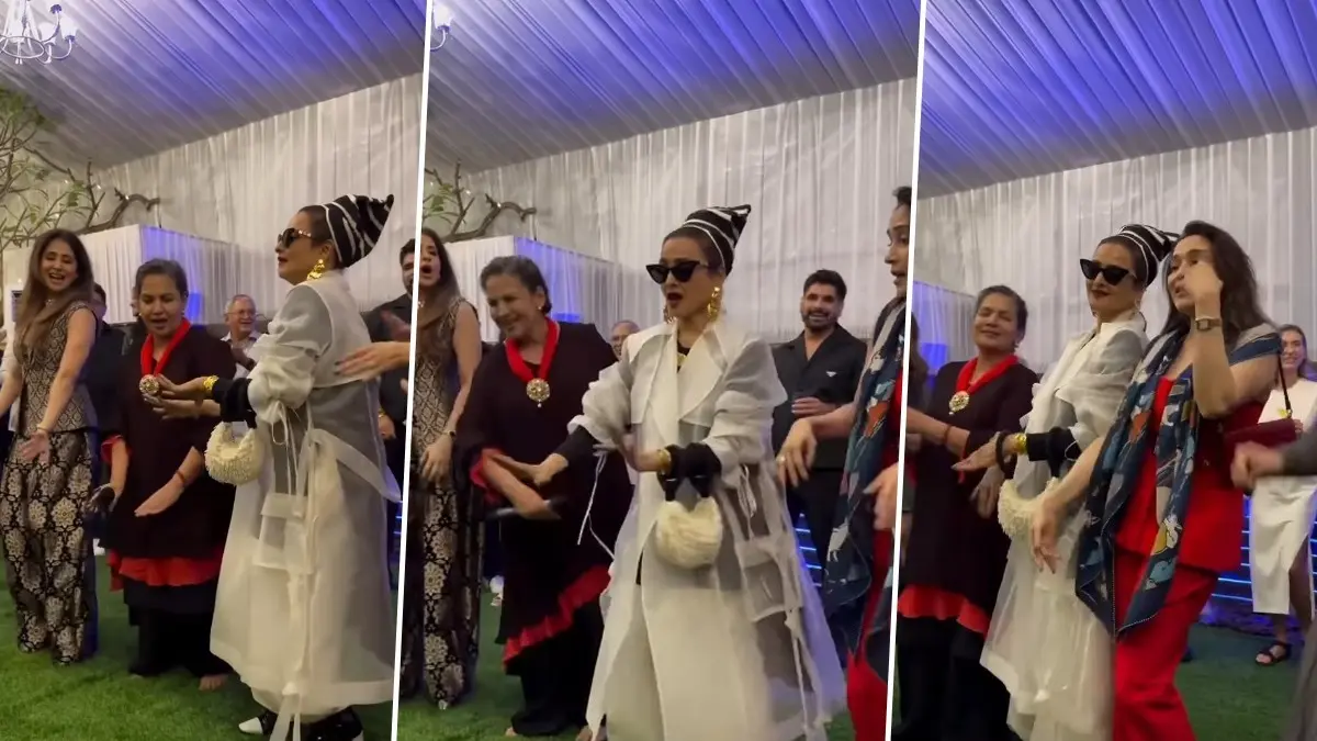 WATCH | Rekha Sets The Stage On Fire With Her Iconic Moves At Shabana Azmi’s 75th Birthday Bash Rekha Grooving At Shabana Azmi's Birthday Bash