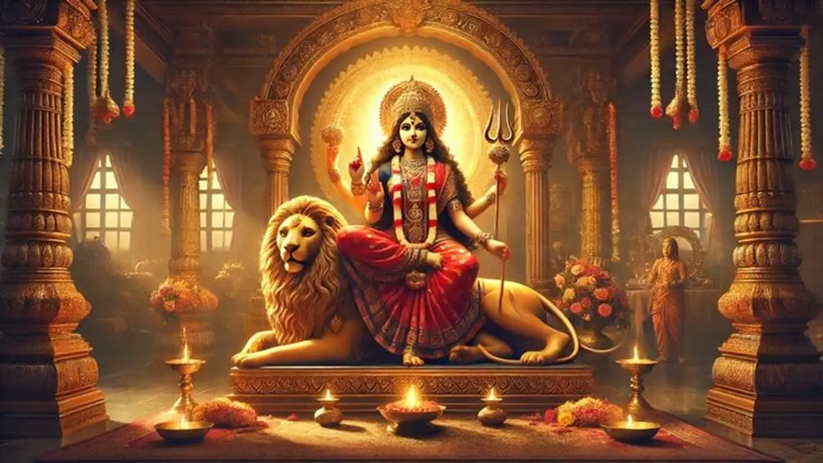Navratri 2025 Day 6: Today Maa Katyayani Is Worshipped - Know Puja Rituals, Colour, Significance And More Representation of photo