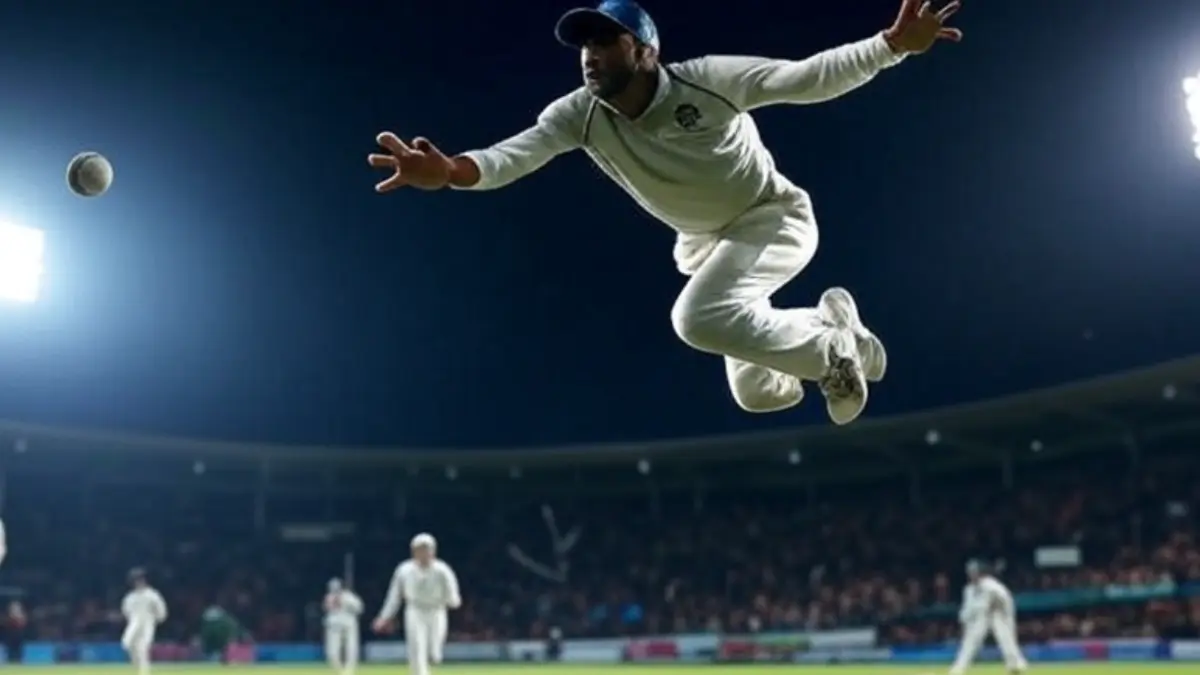 Representative image of a fielder taking a catch on boundary line