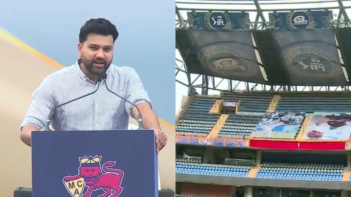 Rohit Sharma Felicitated By Mumbai Cricket Association, Joins Sachin Tendulkar As MCA Unveils Stand Named After Him Rhhit Sharma gets a stand named after him at the Wankhede Stadium
