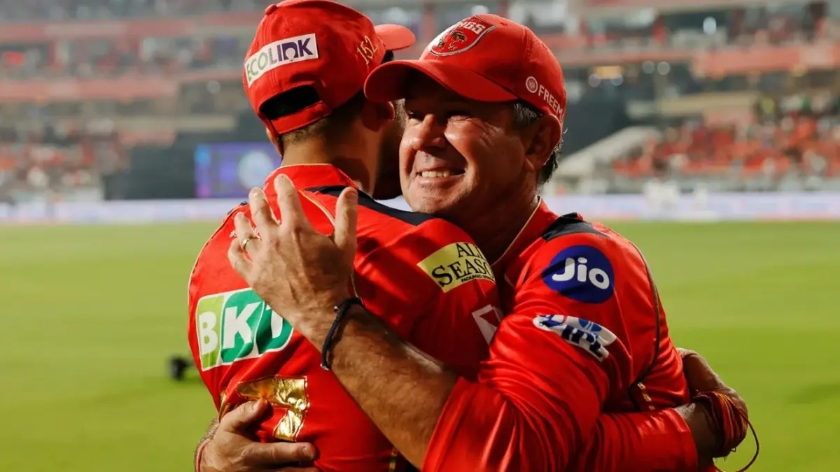 Ricky Ponting and Shreyas Iyer hug each other after PBKS' win against KKR