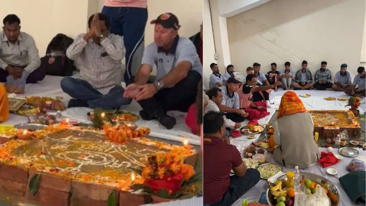 Ricky Ponting doing hawan ahead of IPL 2025 for Punjab Kings video viral