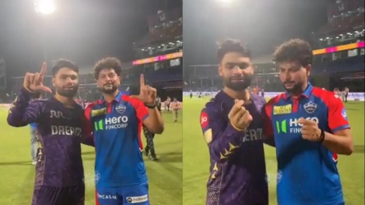 Rinku Singh and Kuldeep Yadav after the DC vs KKR match