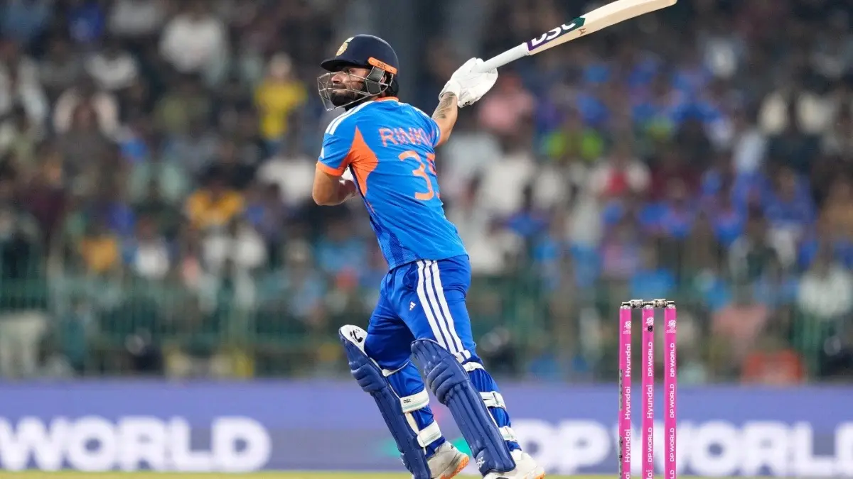 Rinku Singh Set To Rejoin India Squad After Performing Father’s Last Rites Ahead Of Crucial West Indies Clash: Report Rinku Singh in action during IND vs PAK match in the T20 World Cup 2026