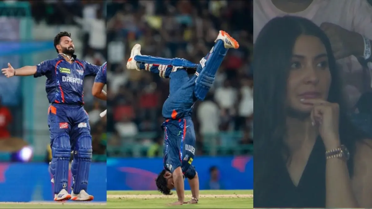 Rishabh pant celebration Anushka sharma shocking reaction viral as lsg owner Sanjiv goenka one word praise