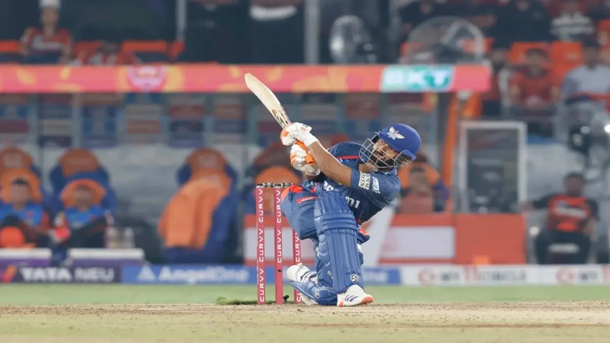 Rishabh Pant hits a shot