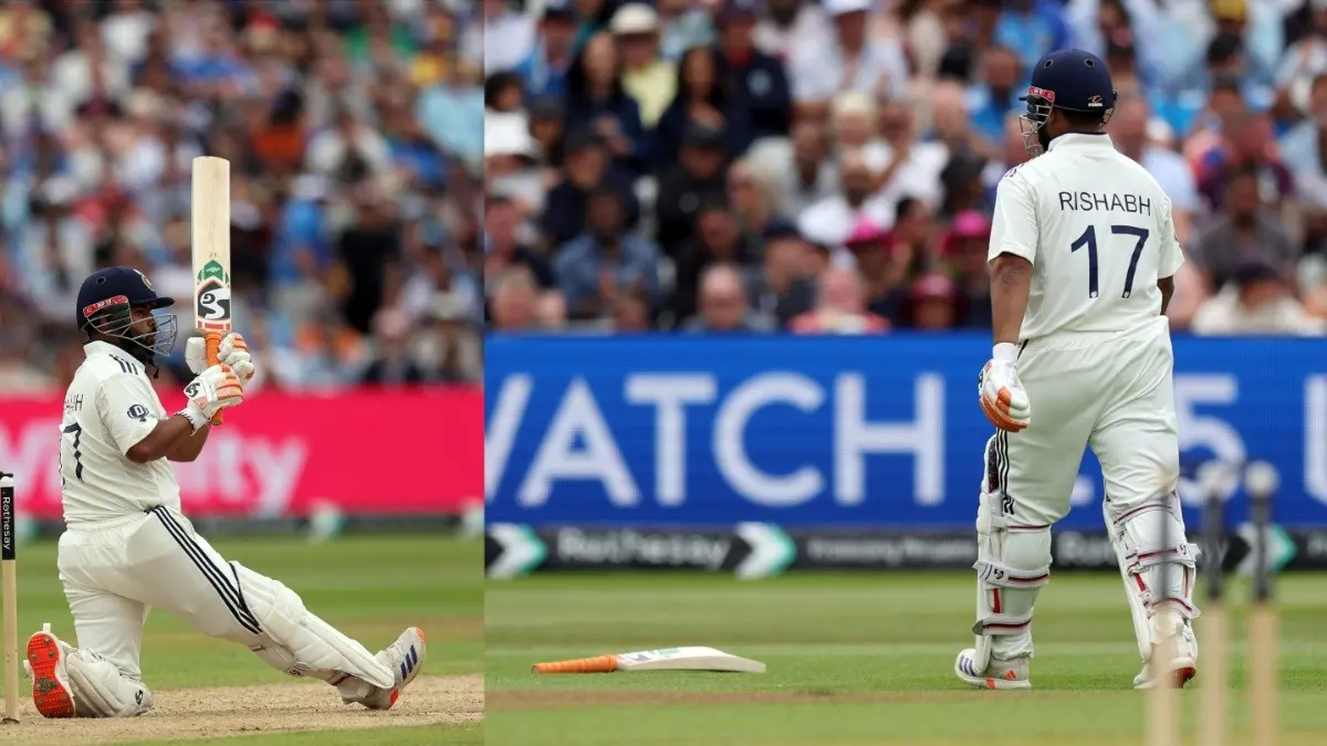 WATCH: Rishabh Pant's Innings Comes To An Extraordinary End, Wicketkeeper-Batsman Sets The Bat And Ball Flying to Two Different Areas Of The Ground Rishabh Pant in action on Day 04 of the Edgbaston Test against England