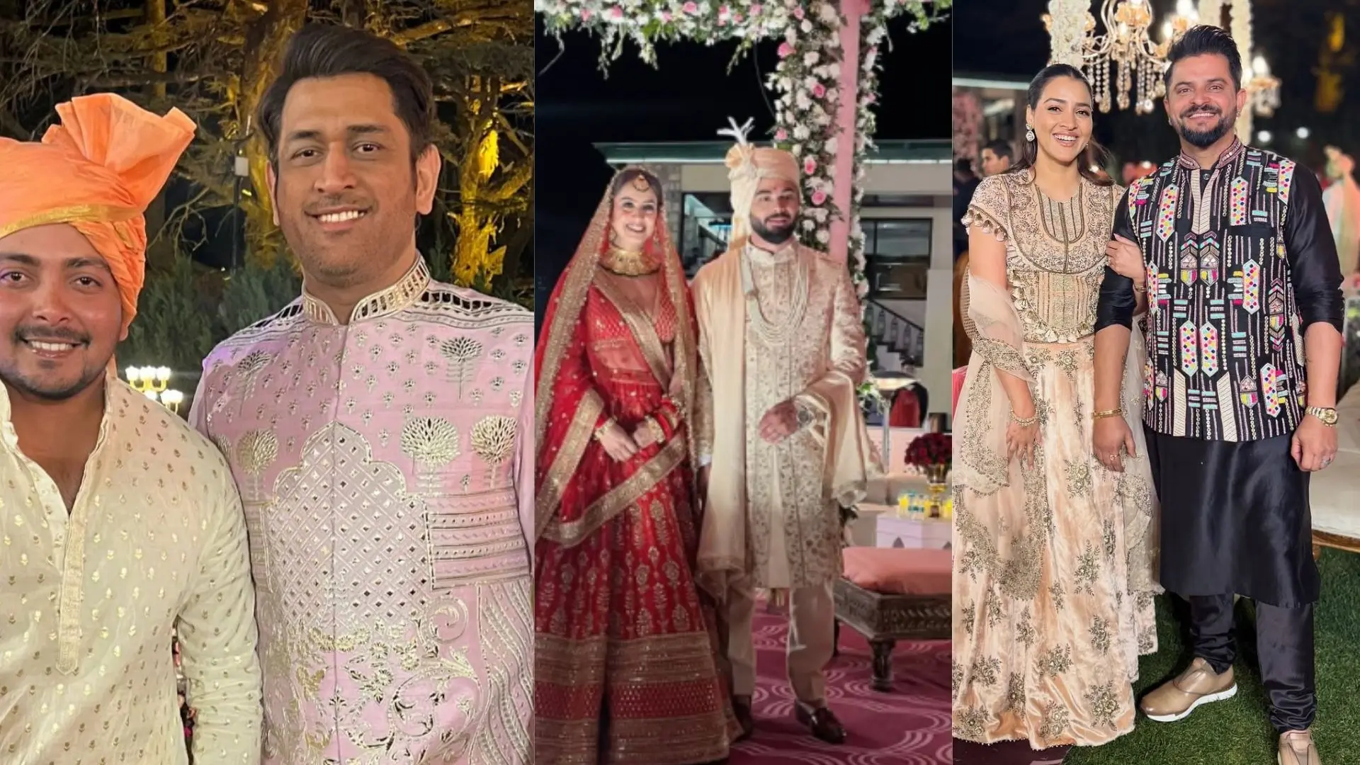 rishabh pant sister wedding ms dhoni pink kurta and Suresh Raina Black look went viral 