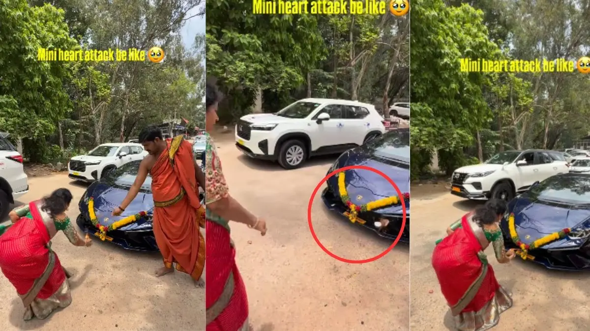 'Ritual Gone Wrong': Luxury Car Celebration Turns Risky as Coconut Hits Lamborghini in Hyderabad