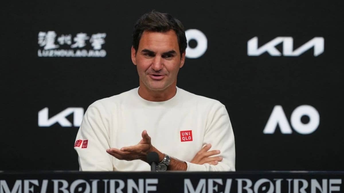 Roger Federer during a press conference