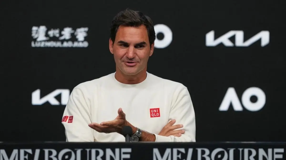 Roger Federer during a press conference