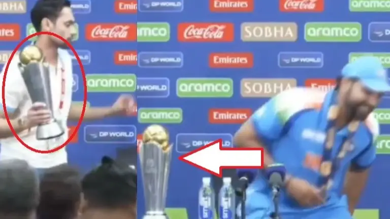 Rohit Sharma FORGETS Again; India Captain Leaves Champions Trophy Silverware After PC in Viral VIDEO | WATCH Rohit Sharma forgets the Champions Trophy